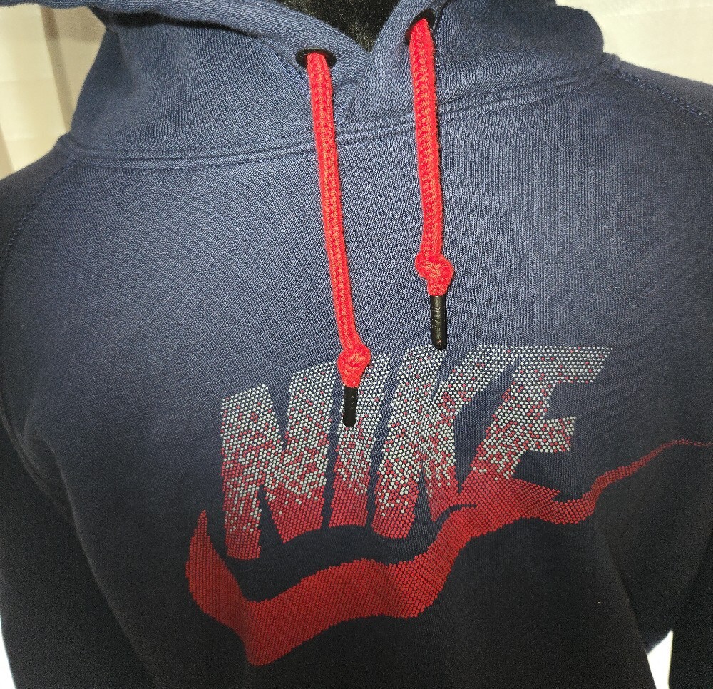 Nike Men's Black Zip-Up Hoodie with Red Logo